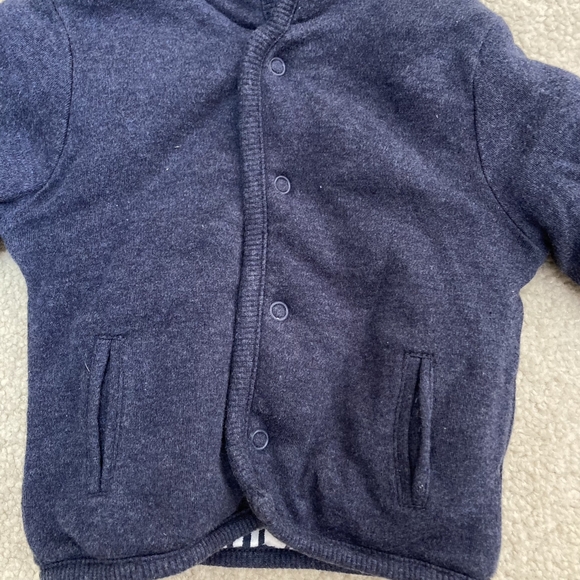 Preloved George Newborn Baby Reversible Navy and White Coat - Up to 4.5kg / 9lbs - Picture 10 of 17